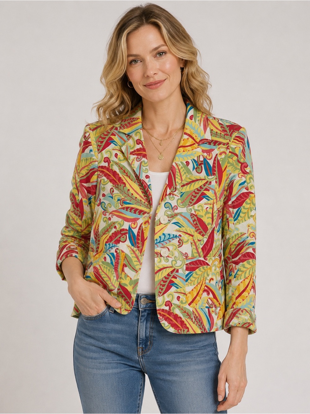 Tommy Hilfiger Vintage Paisley Blazer Jacket Small Colorful Retro Print